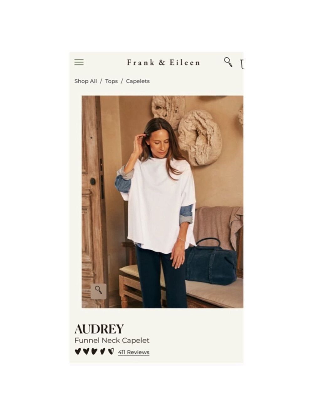 New Frank & Eileen Audrey Funnel Neck Capelet One Size White